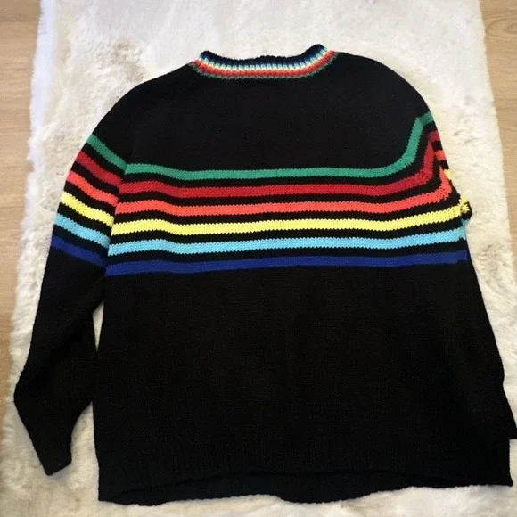Fantastic Fawn Sweater With Rainbow Stripes size M‎ Multicolor